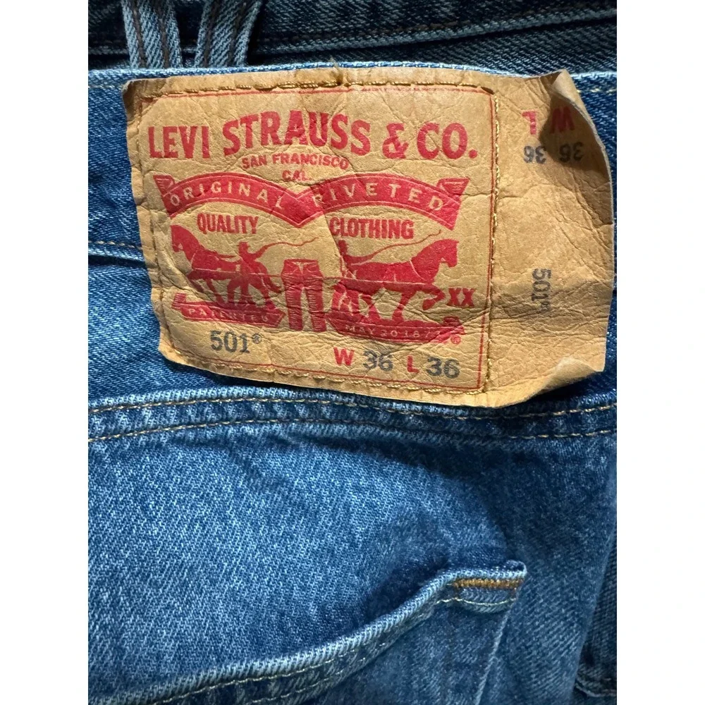 Levis 501 Original Fit Mens Medium Wash Blue Straight Leg Denim‎ Jeans W36 L36